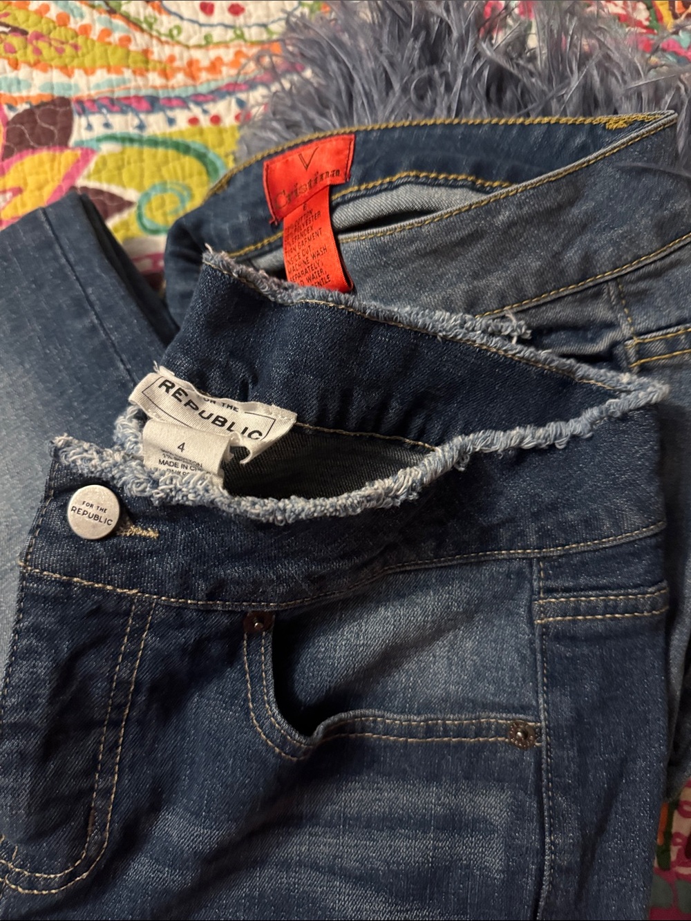 For The Republic High-Rise Jeans and Cristina feathered jeans